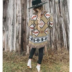 Boho Fringe Aztec Cardigan